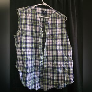 American Eagle Outfitters Blue and Green Plaid Top